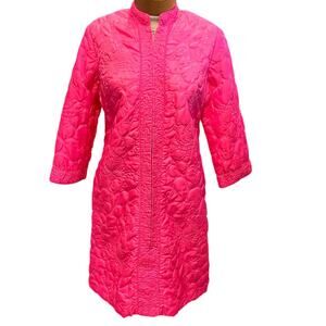RARE Size Small/Medium 60s Vintage Womens Midi Robe Barbara Lee Quilted Pink